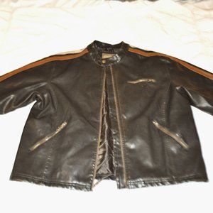 Dark Brown Faux Leather Moto Jacket Mens XL